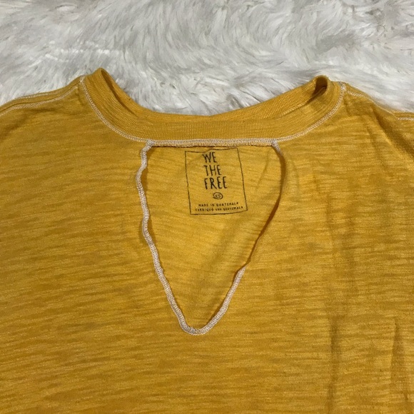 Free People We The Free Mustard Yellow Distressed Tee - Picture 3 of 7